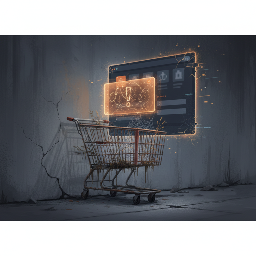 Abandoned shopping cart with email recovery notification for e-commerce stores