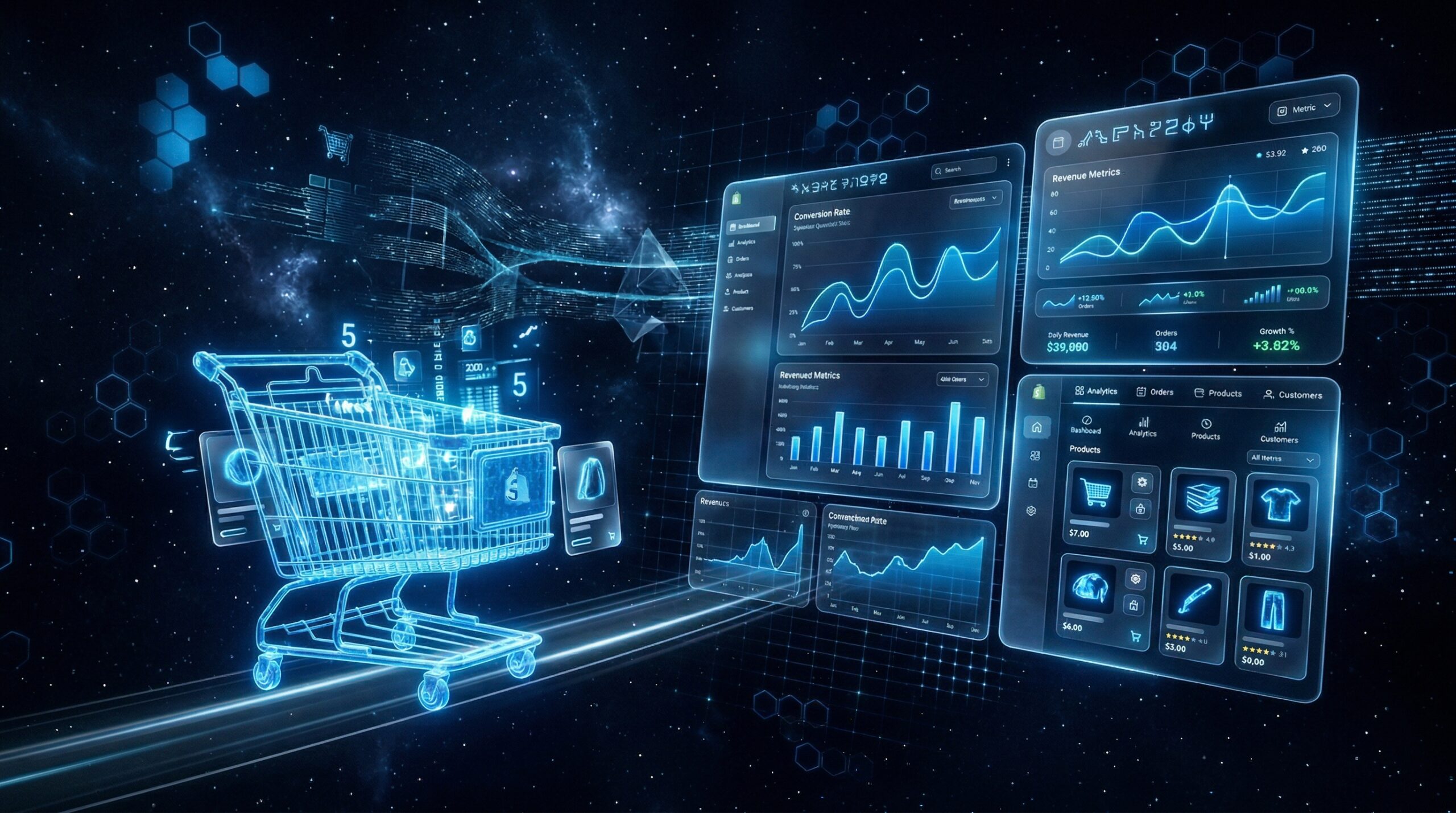 Abstract e-commerce store with conversion analytics