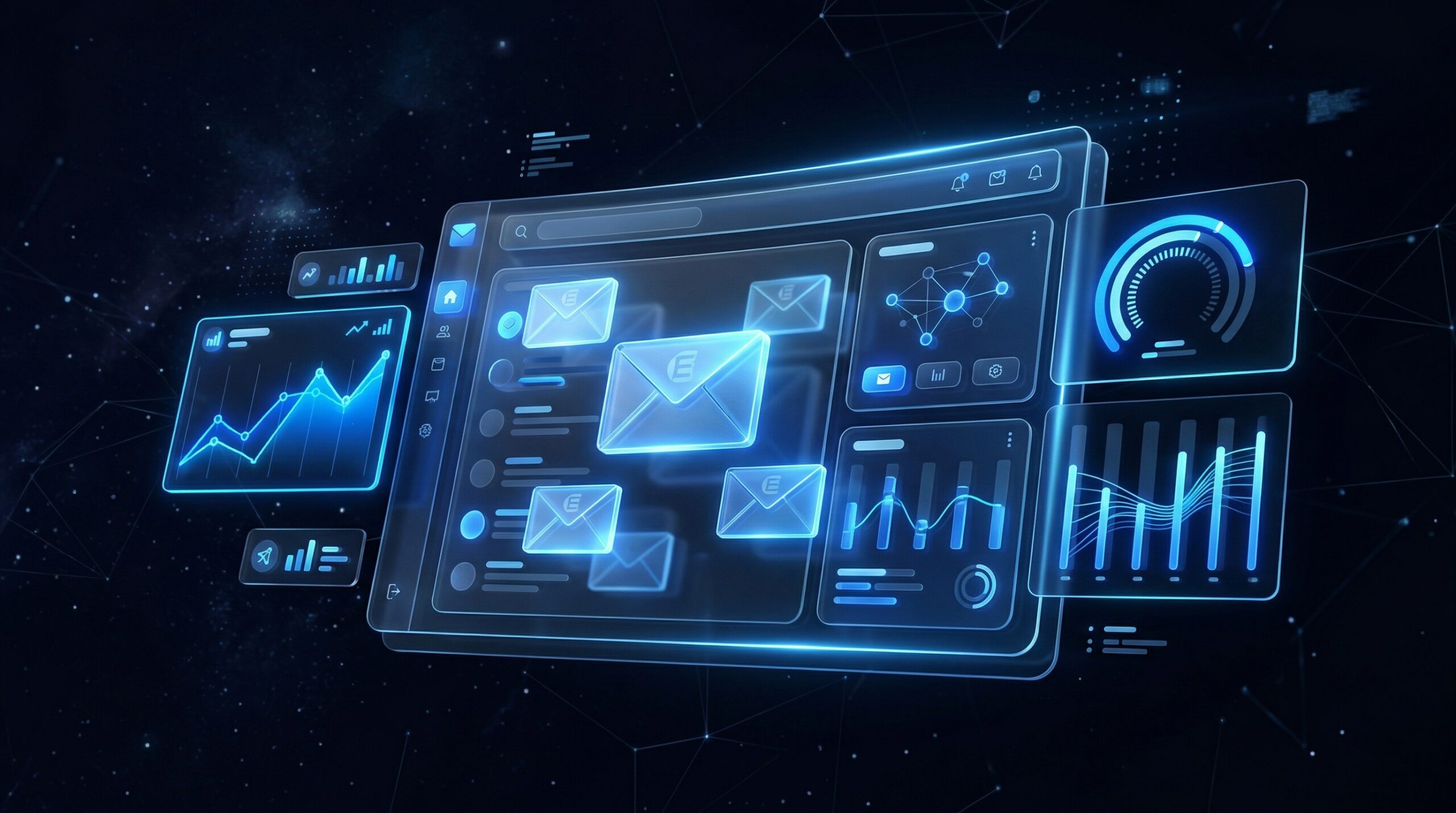 Abstract email marketing dashboard with engagement metrics