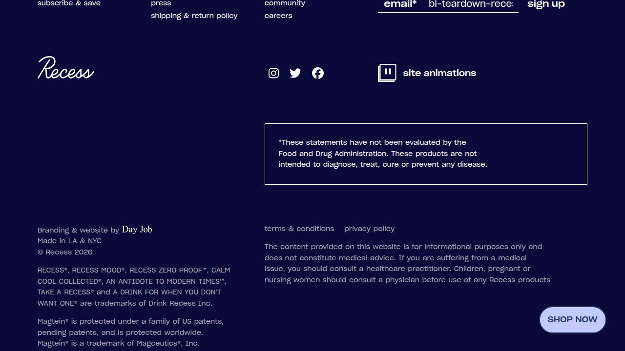After clicking "sign up," the field stayed filled and the page showed no confirmation, no thank-you text, no code.
